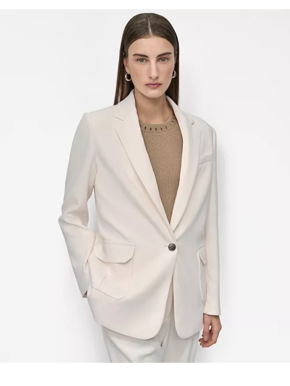 DKNY Ivory Single-Button Blazer